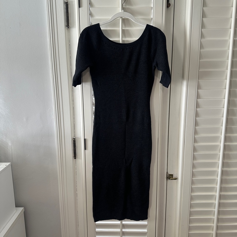 Theory Charcoal Grey Long Sleeve Knit Dress